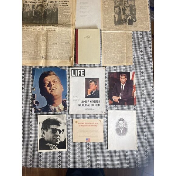 JFK Ephemera Lot -  Newspapers, Life Magazine, Memorial, Jackie O. Book Oswald - Picture 14 of 16